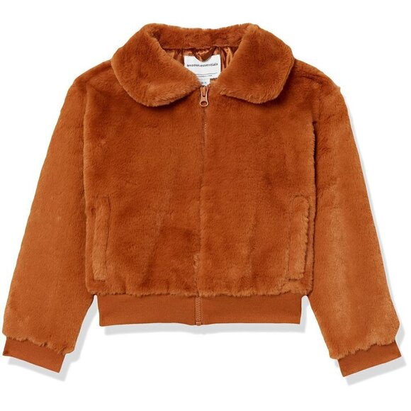 Amazon Essentials Girls And Toddlers' Faux Fur Jacket Small Light Brown (6-7) - Picture 1 of 1